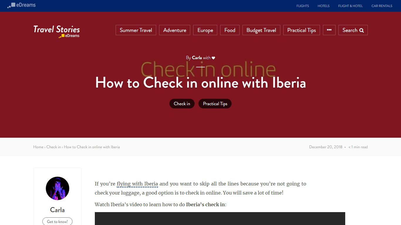 How to Check in online with Iberia - eDreams Travel Blog